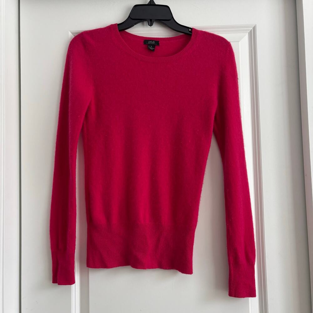 Prive Cashmere Crewneck Sweater Fuschia Pink Long Sleeve Size Small